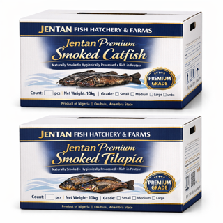 Jentan premium smoked catfish and smoked tilapia 10kg cartons